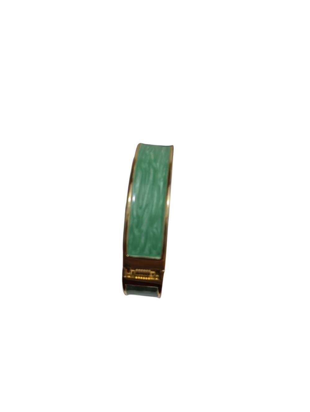 Green Enamel Gold-Tone Hinged Bangle Bracelet